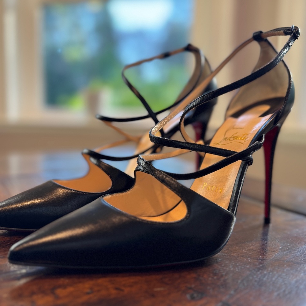 Christian Louboutin Black Leather D’Orsay Pumps